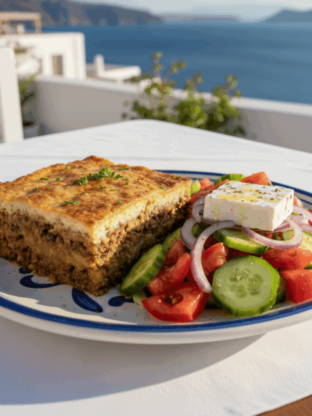 simpele moussaka en griekse salade recept