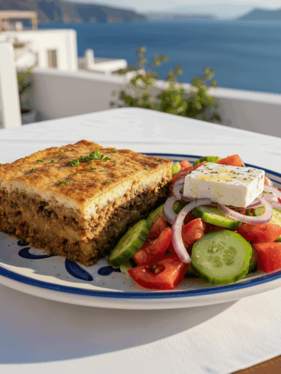 simpele moussaka en griekse salade recept