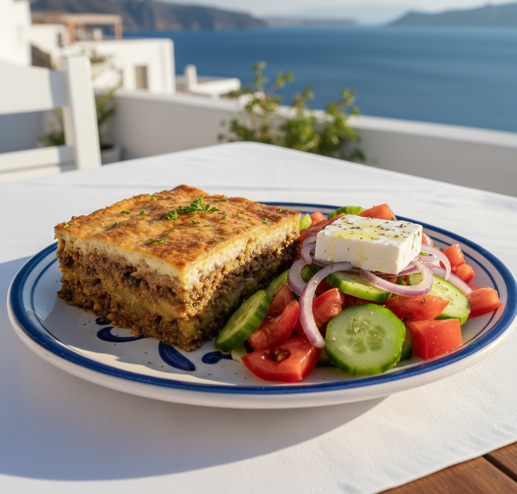 simpele moussaka en griekse salade recept