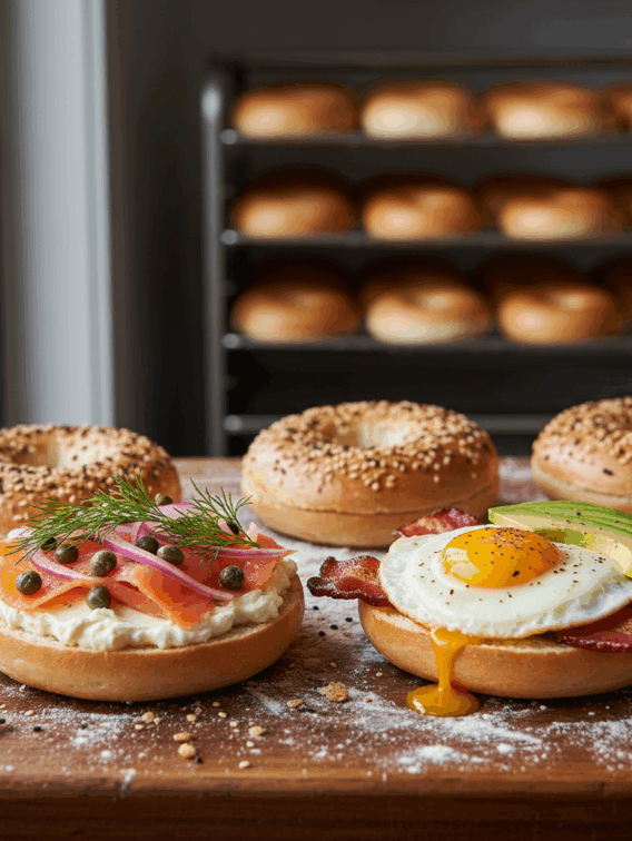 Lox Bagel en Bacon ei avocado Bagel