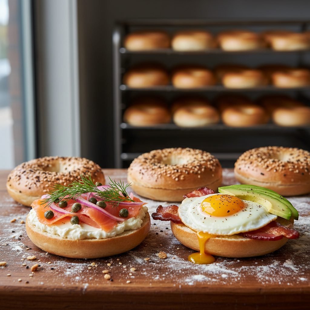 Lox Bagel en Bacon ei avocado Bagel