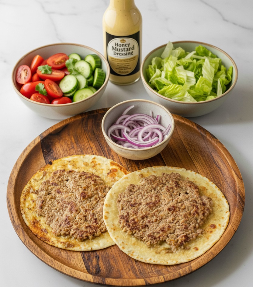 Smashed kipgehakt wrap met honing mosterd