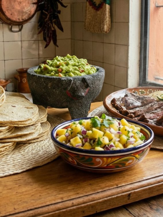 steak taco ananas salsa guacamole