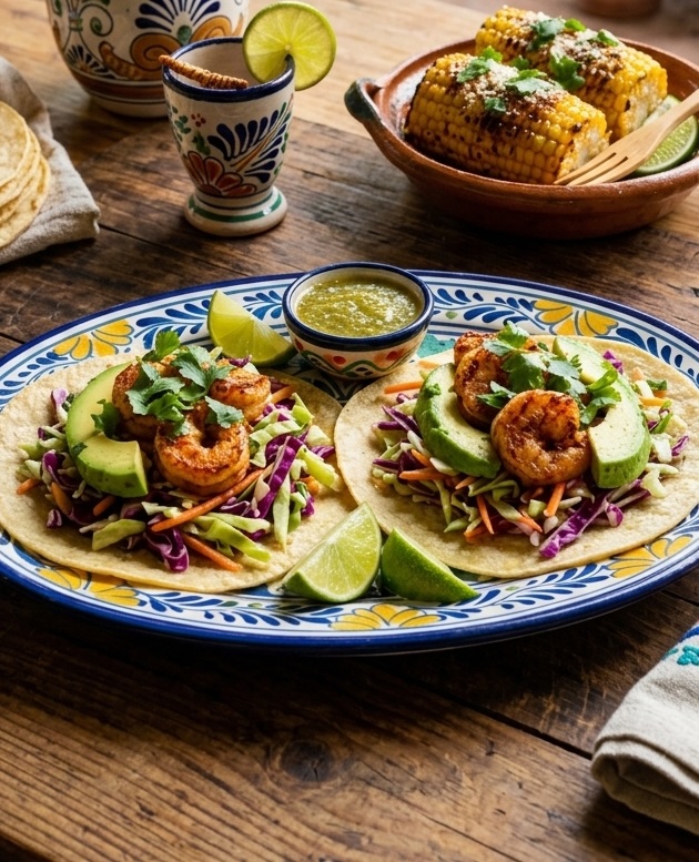 garnalen taco coleslaw avocado