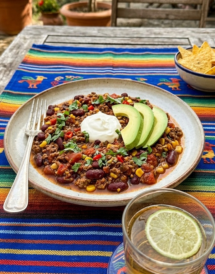 chili con carne avocado